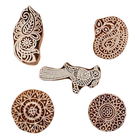 Set of 5 Piece New Mix Wooden Printing Blocks